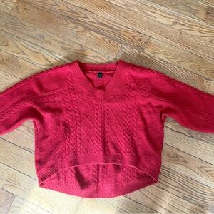 SHEIN Vibrant Red V-Neck Sweater